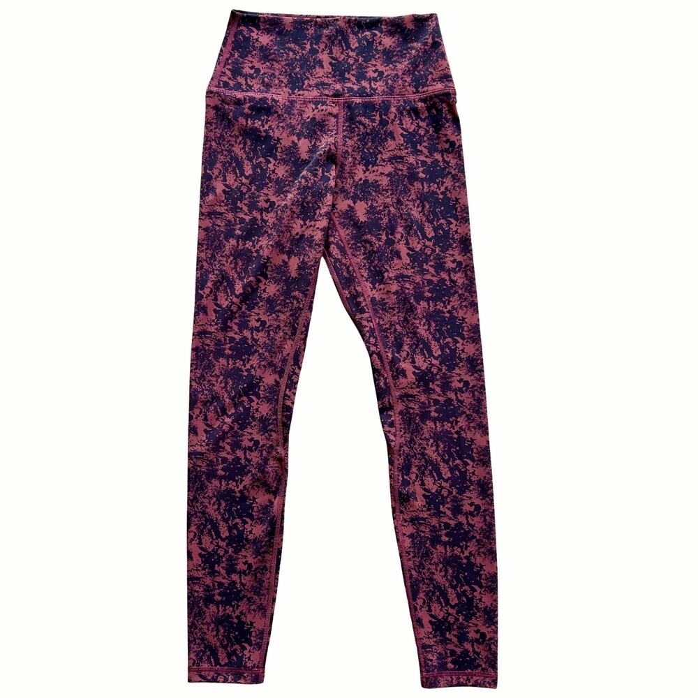 CRZ Yoga Naked Feel High Waist 7/8 Leggings Red Black Texture Size Small